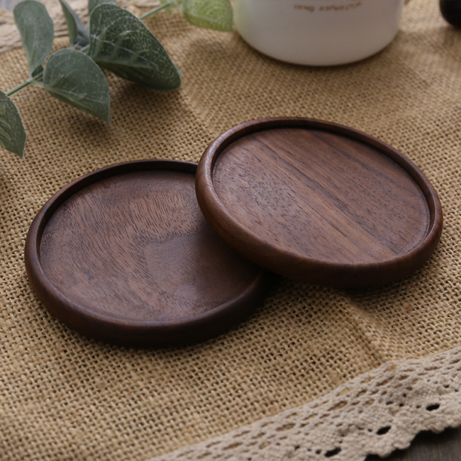 Wholesale Custom Logo Factory Round Square Acacia Cork Bamboo Walnut Beech tea cup Wooden Coaster For Coffee Cup