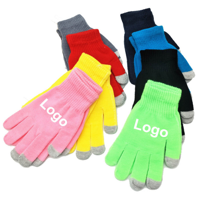 Дешевые Custom Logo Magic Knit Зимние перчатки Унисекс Взрослые Суперчувствительные перчатки с сенсорным экраном для смартфонов