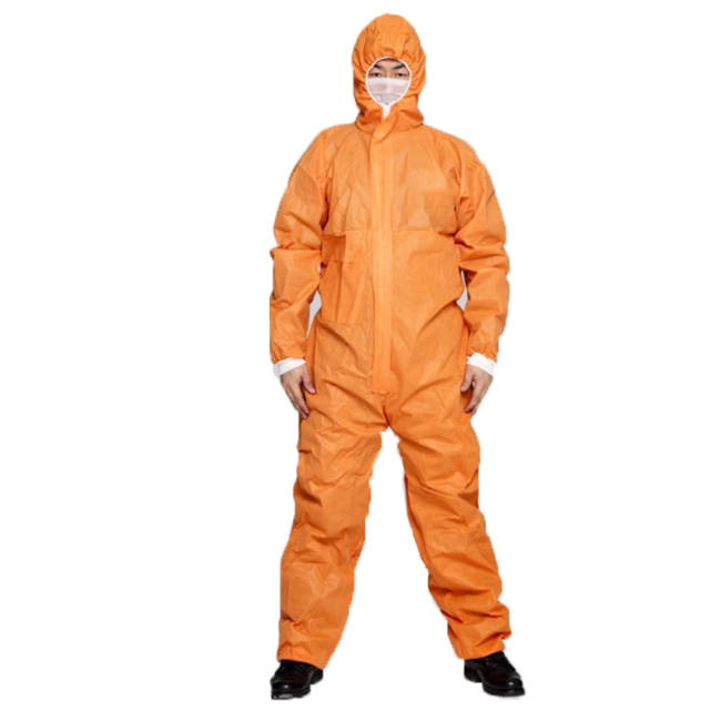 TYPE5/6 cor laranja SMS traje químico à prova de poeira DESCARTÁVEL SMS COVERALL uniforme de segurança para AMIANTO