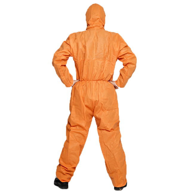 TYPE5/6 cor laranja SMS traje químico à prova de poeira DESCARTÁVEL SMS COVERALL uniforme de segurança para AMIANTO