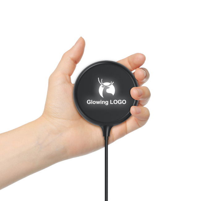 Mini Magnetic Wireless Charger Qi Light Up Small Size Magsaf Wireless Charging with glowing logo