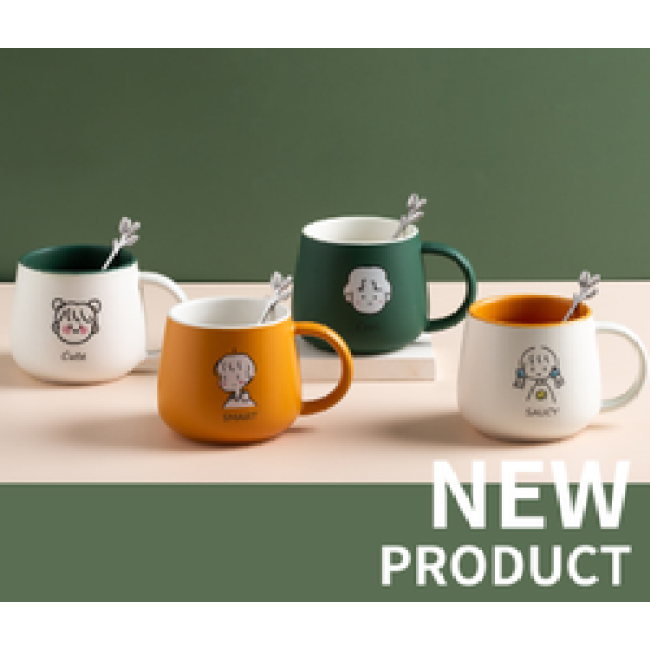 Tazas de café de cerámica con logotipo privado de dibujos animados con impresión promocional personalizada, tazas con asa, regalo de Navidad