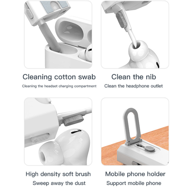 Kit de escova de limpeza de tela de toque 8 em 1 para fones de ouvido, teclado, airpods, ferramentas de limpeza essenciais