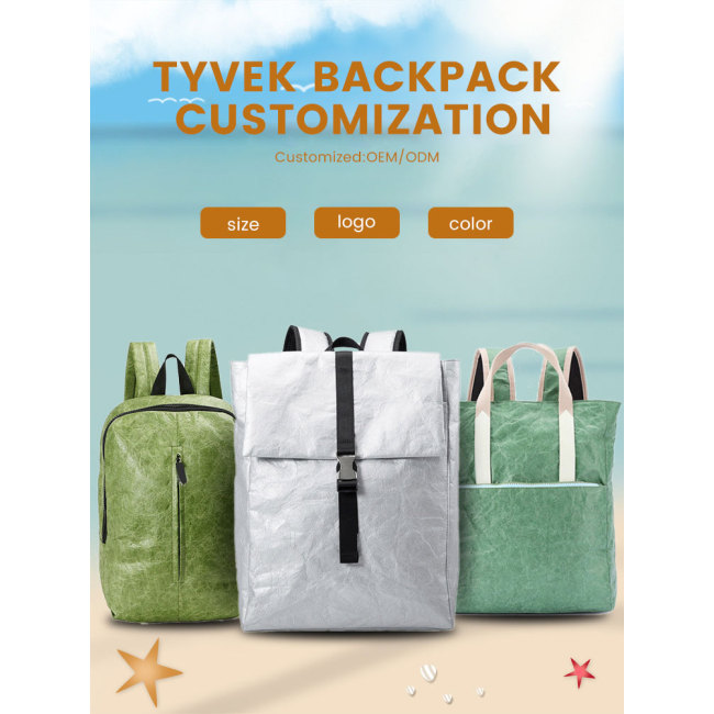 Custom Waterproof Tear Resistant Shopping Fashion Beach Dupont Tyvek Tote Bag
