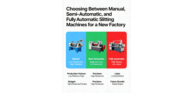 How to choose between a manual, semi-automatic, and fully automatic slitting machine for a new factory?