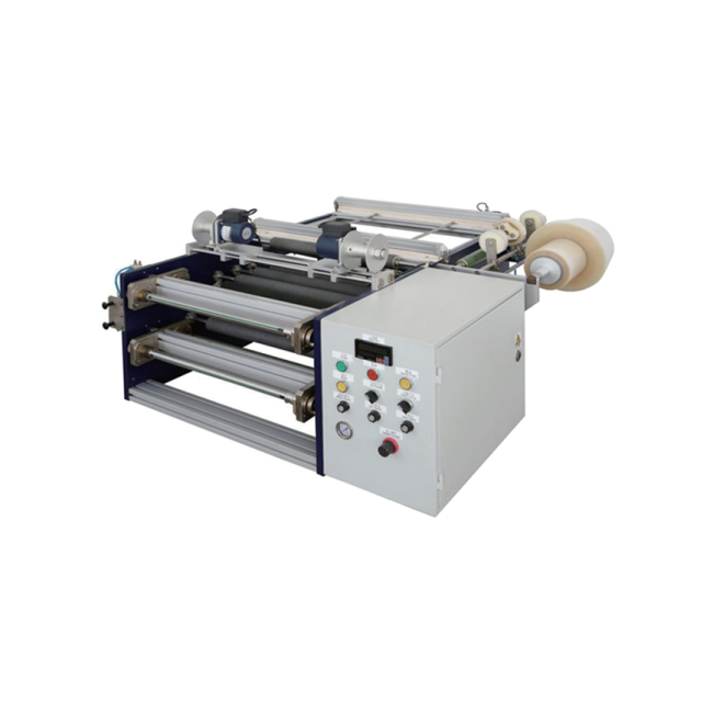 TRS450 Mini TTR Slitter Rewinder with Manual Leader Table TRS450 Mini TTR Slitter Rewinder with Manual Leader Table