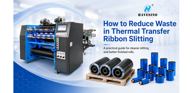 HAVESINO thermal transfer ribbon slitting machine for reducing TTR slitting waste