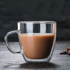 New Double Wall Insulated Espresso Milk Drink Clear Glass With Handle
