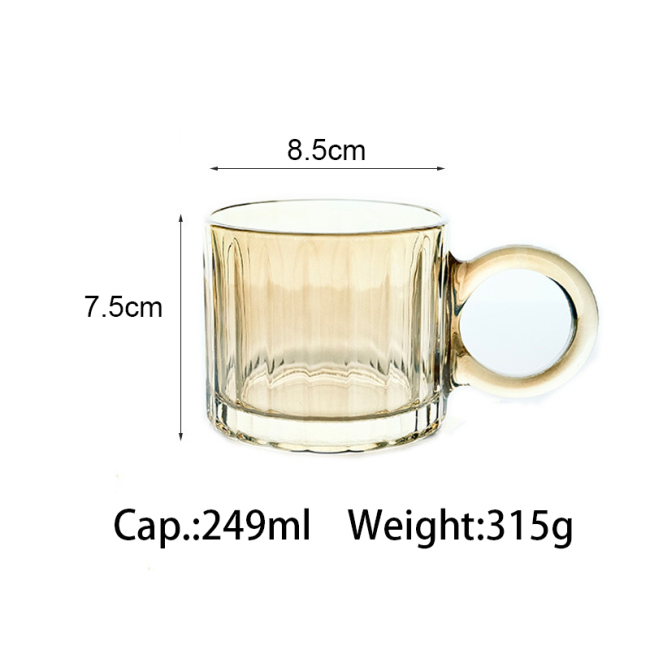 Glass cup with big ears and bubble handle