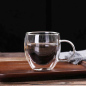 Wholesale Heat Resistant Safe Double Wall Glass Coffee Tea Mugs With Handle