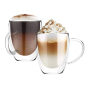 glass coffee cup double wall insulated clear glass drinking cup