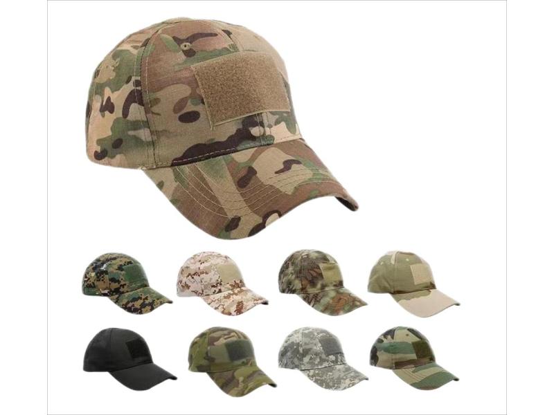 Sombrero de camuflaje de la jungla al aire libre Entrenamiento de combate Sombrero de béisbol de camuflaje Etiqueta de velcro Gorra con visera