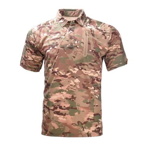 Outdoor Tactical T -Shirt Men′ S Sports Sweaty and Moisturizing Function Fast Dry Clothing Elastic Leisure Lapel Speed Dry Short Sleeves
