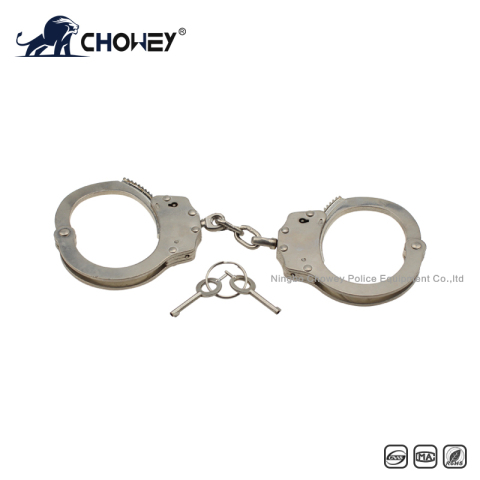 Никелированные наручники из углеродистой стали HC0840