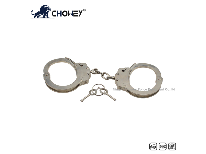 Никелированные наручники из углеродистой стали HC0840