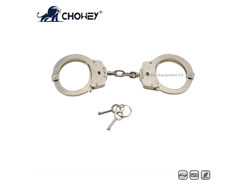 Никелированные наручники из углеродистой стали HC0854