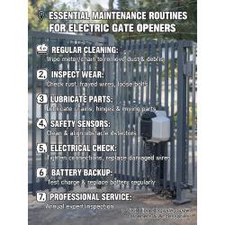 What maintenance routines are recommended for electric gate openers to ensure long-term reliability?