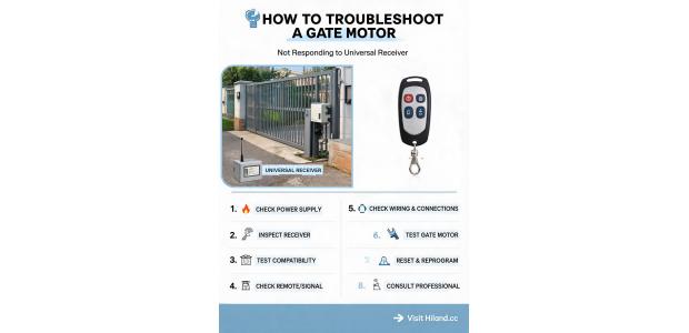 How to troubleshoot a gate motor that is not responding to the universal receiver?