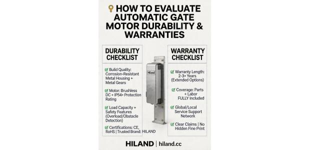 How to evaluate the durability and warranty terms of different automatic gate motor suppliers?