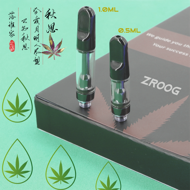  ZROOG ZR001 Zirconia CBD Cartridge  0.5/1.0ML 510 Thread  Glass Tank Used For 75%-90% CBD or THC Extracts Oil