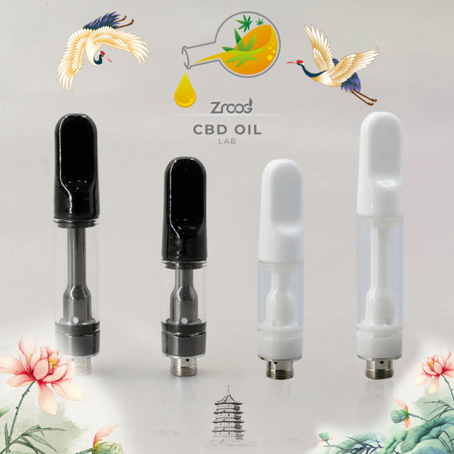  ZROOG ZR001 Zirconia CBD Cartridge  0.5/1.0ML 510 Thread  Glass Tank Used For 75%-90% CBD or THC Extracts Oil