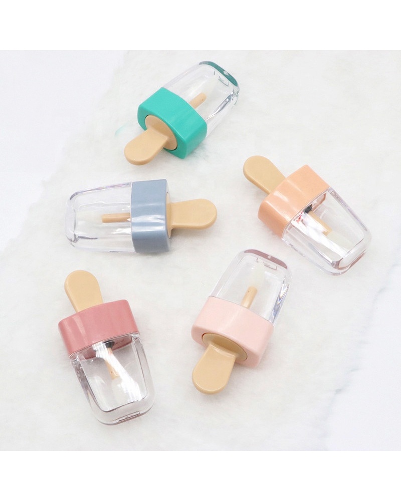 Various Colors Ice Cream Shaped Empty Containers Tube Custom Lip Gloss Tube With Big Brush