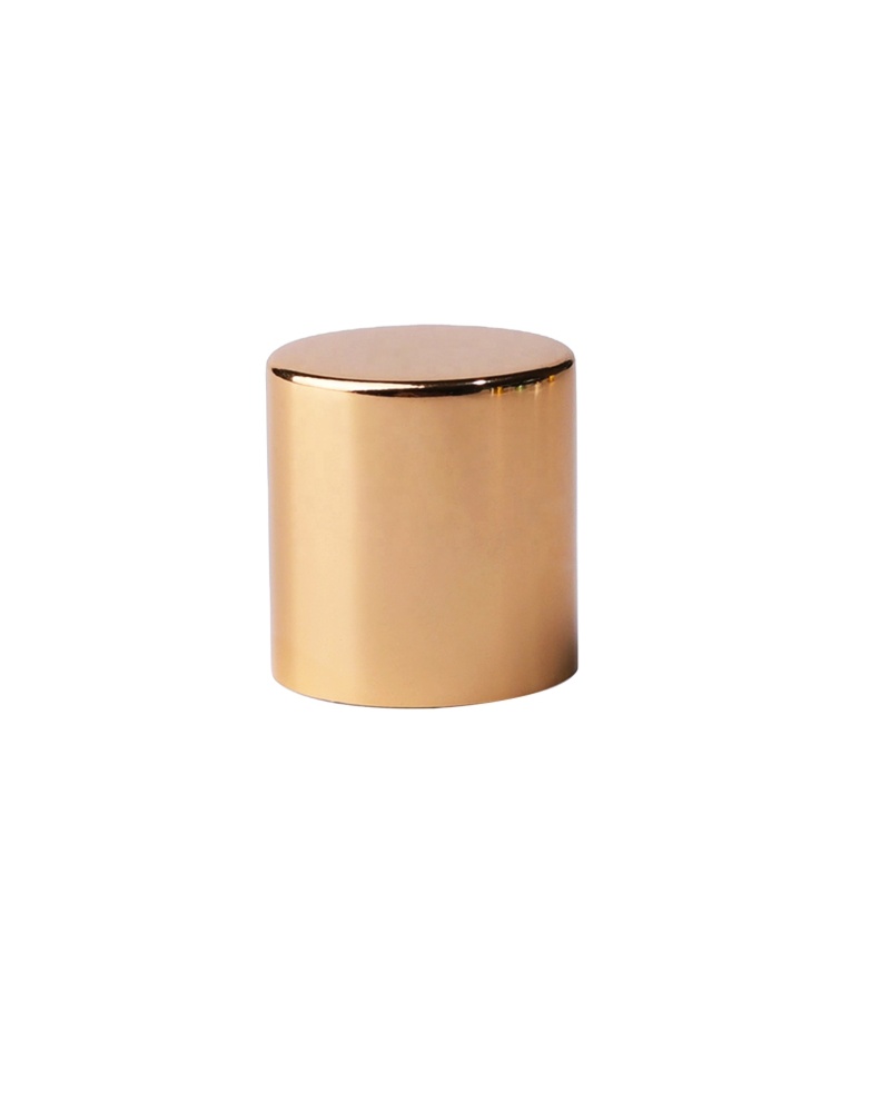 CAL-037 Gold aluminium post cap 30 ml wooden perfume lids support oem with high quality