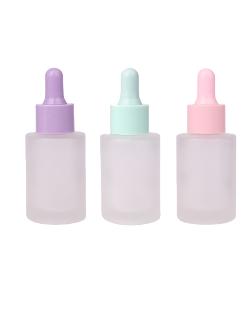 Multiple Colour Empty Frosted Macaron 30 ml Plastic Collar Glass Perfume Dropper Bottle for Cosmetic