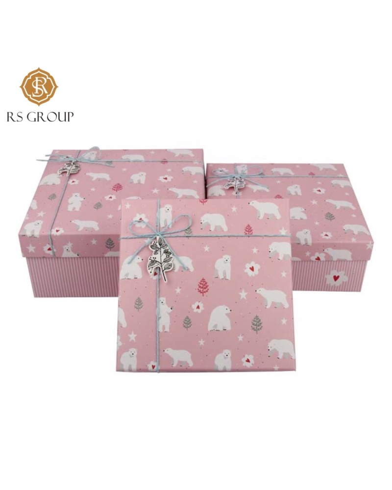 Women Style Customized Box Pink Background Paper Packaging Cute Gift Boxes with Ribbon Bow