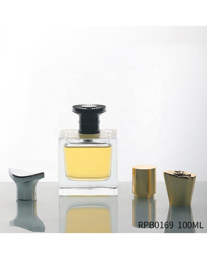 Custom Logo Crimp Transparent Square Cuber Perfume Bottles with Packaging