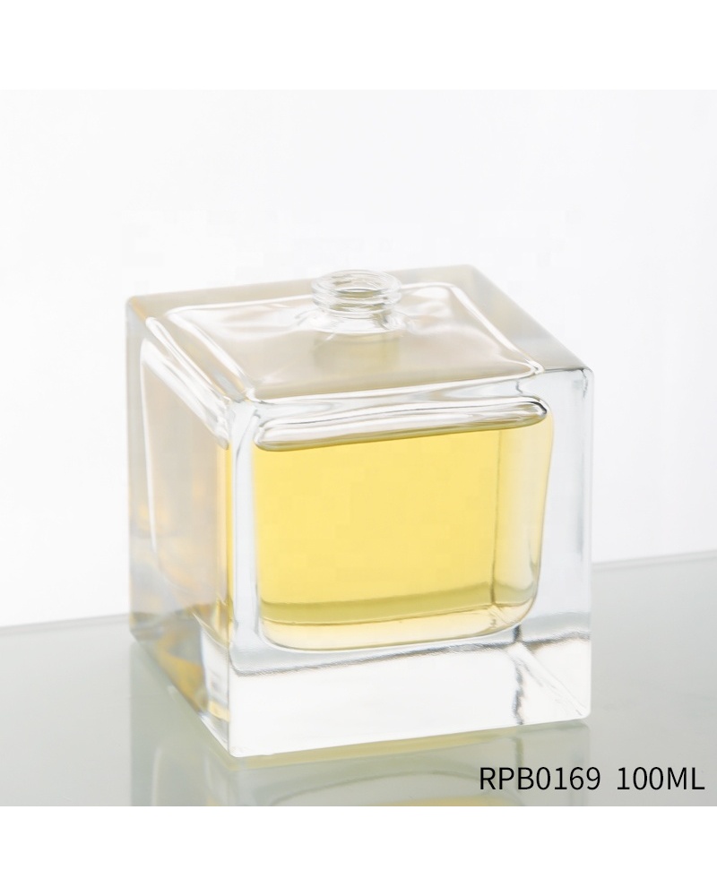 Custom Logo Crimp Transparent Square Cuber Perfume Bottles with Packaging