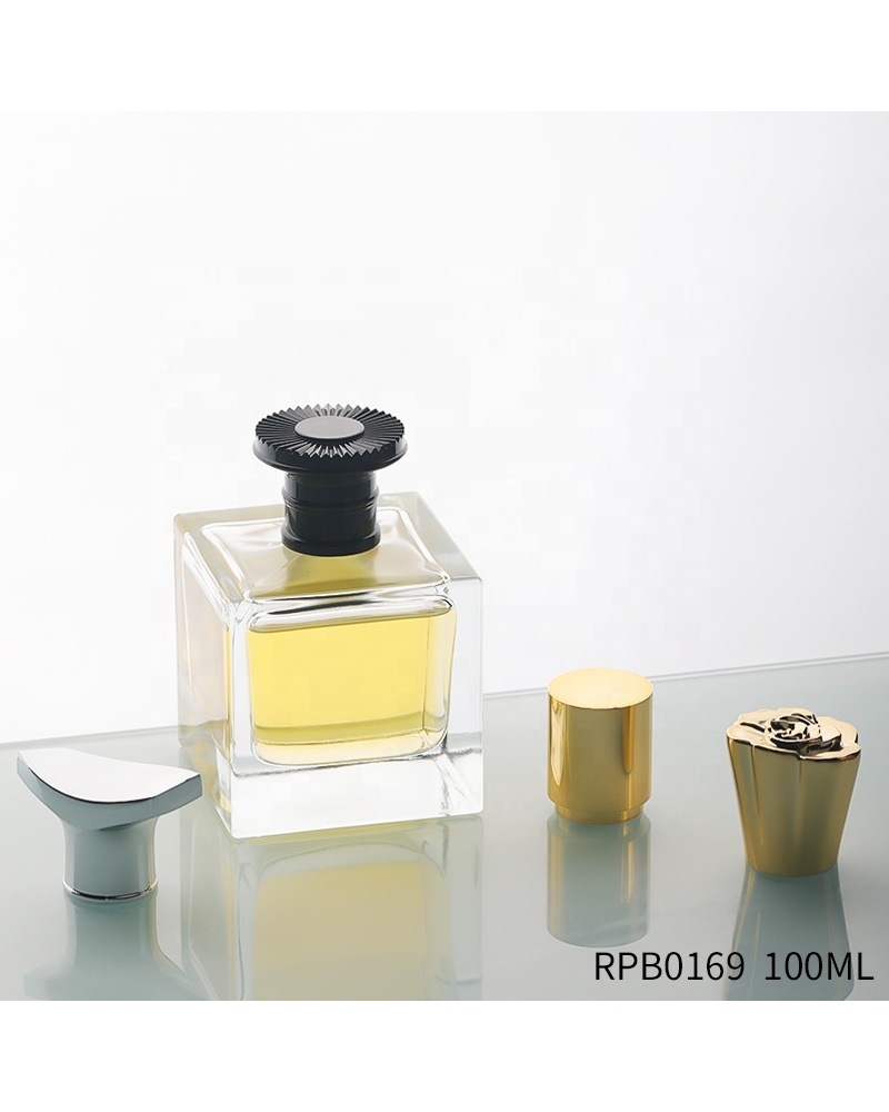 Custom Logo Crimp Transparent Square Cuber Perfume Bottles with Packaging