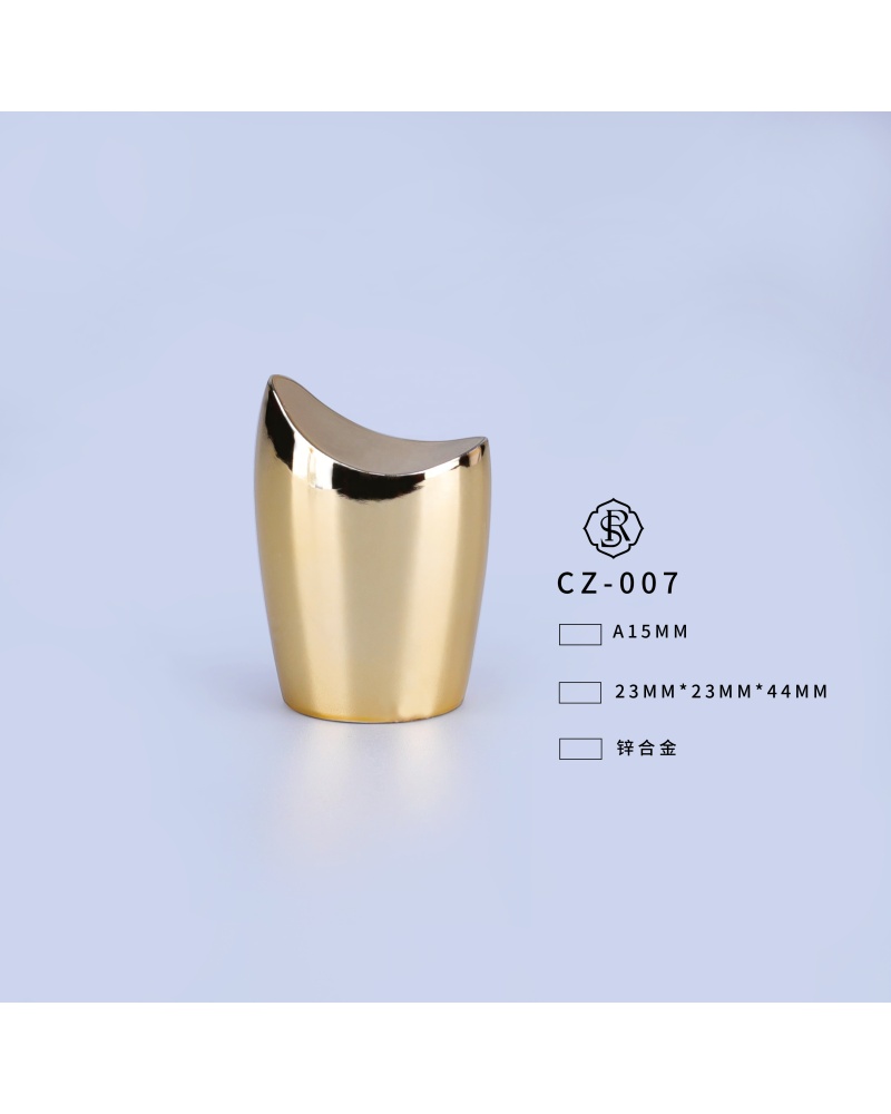 15mm Neck Golden Bottles Lids Cylindrical Zamac Golden Perfume Bottle Cap