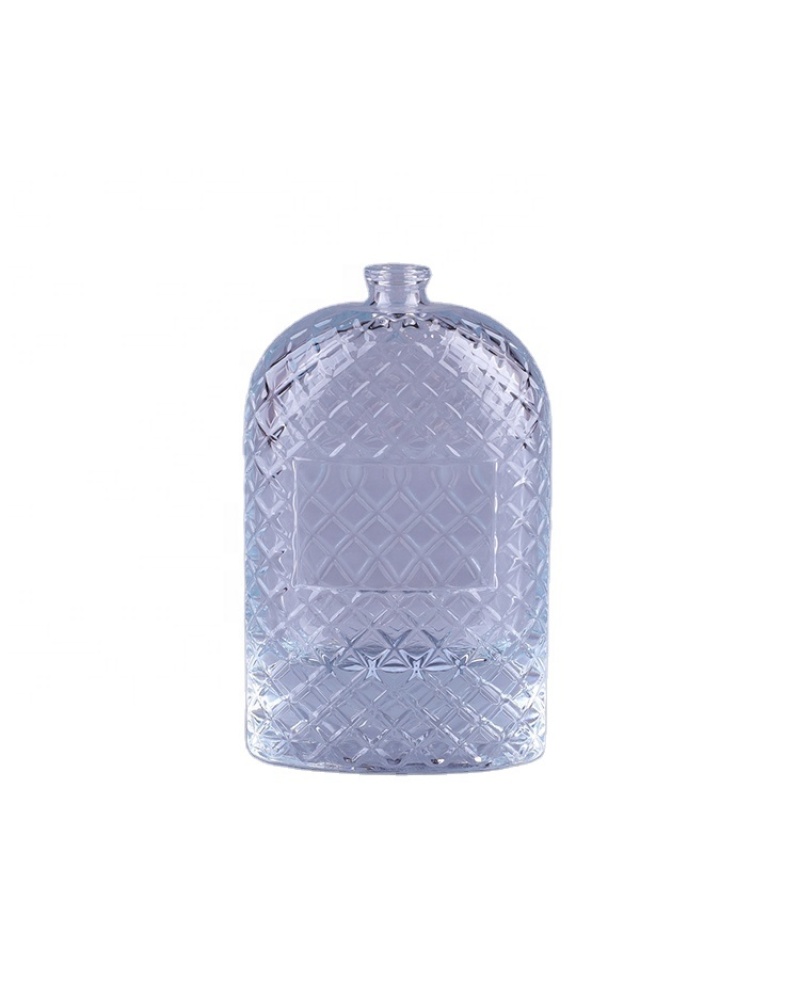 Chinese Supplier Transparent Glass Oriental Bottles 100ml Flat Bottle Refill Perfume with Complex Pattern
