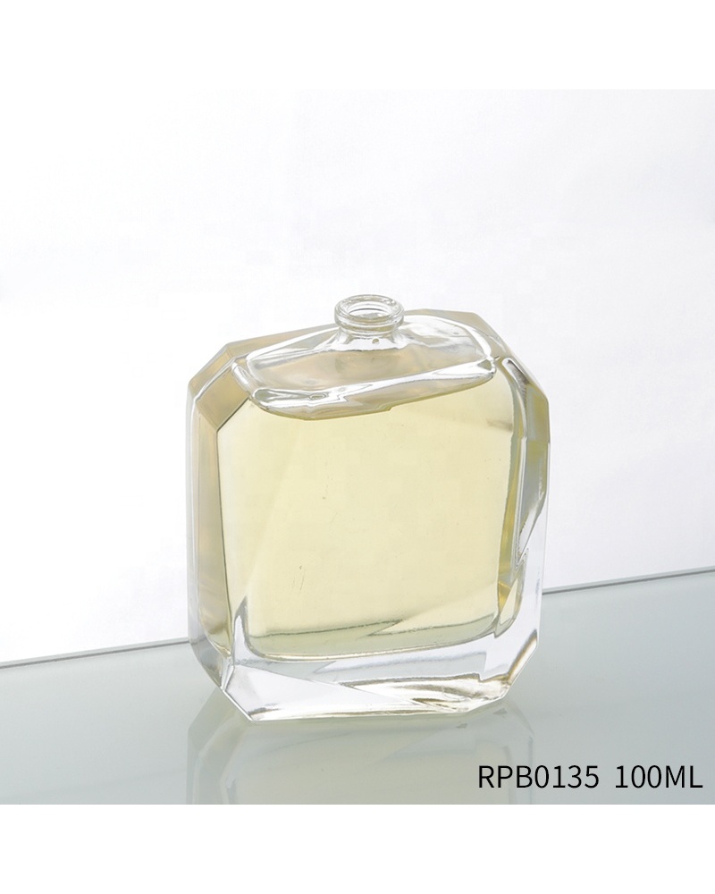 Wholesale Empty Clear Luxury Glass Bottle 100ml Square Bottle Perfume