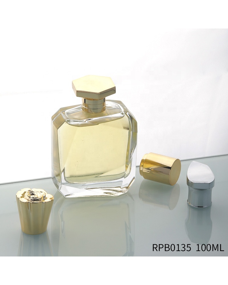 Wholesale Empty Clear Luxury Glass Bottle 100ml Square Bottle Perfume