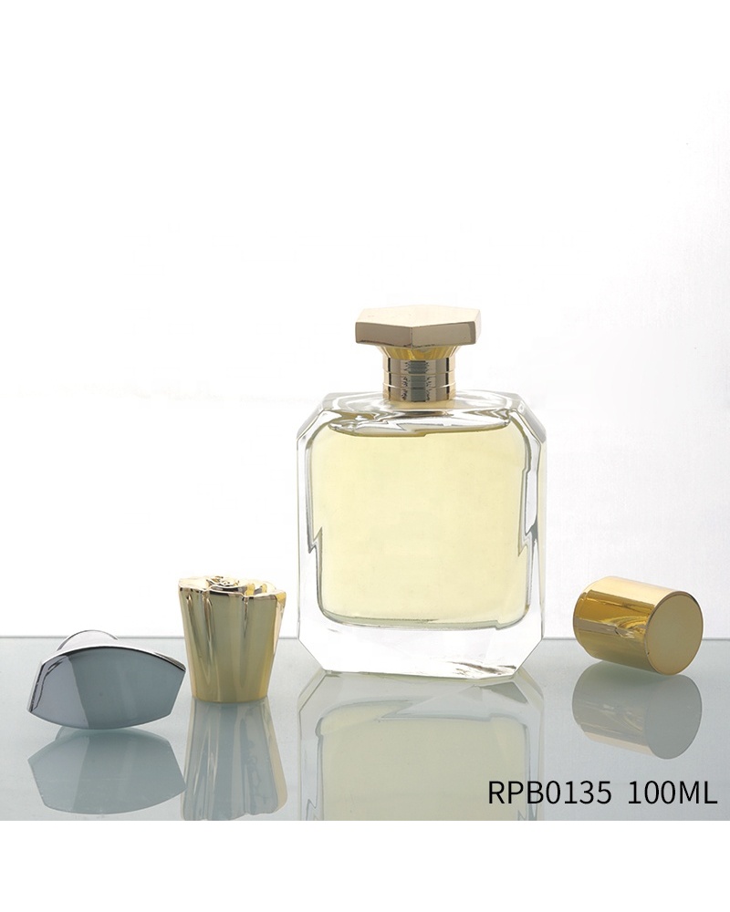 Wholesale Empty Clear Luxury Glass Bottle 100ml Square Bottle Perfume