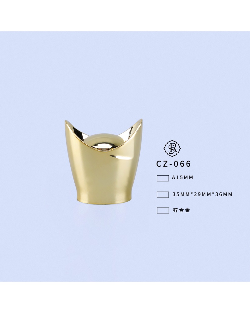Customized high-end ingot shaped metal perfume cover gold zinc alloy perfume zamak cap