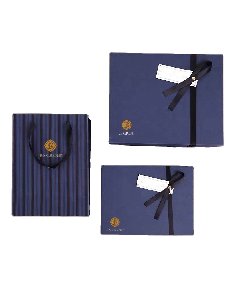 Custom Cosmetic Skin Care Paper Packaging Boxes Set Wholesale Blue Gift Box