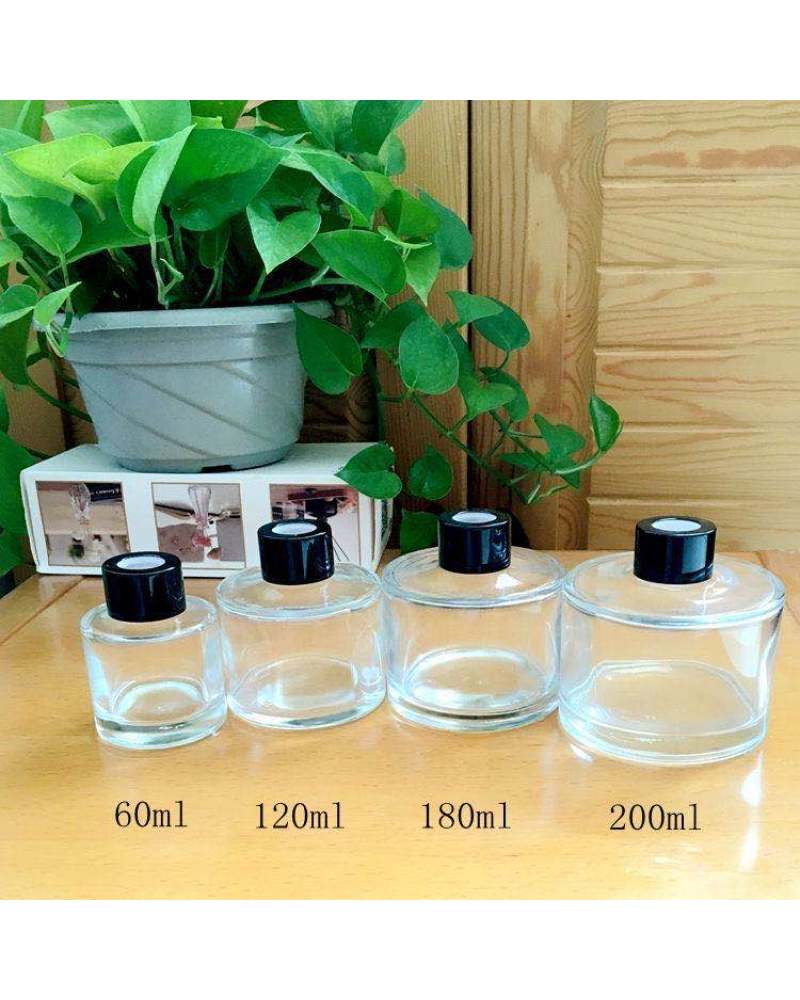 Hot Sale 100ml 150ml 250ml Black Transparent Diffuser Glass Empty Bottle Aromatherapy Bottles