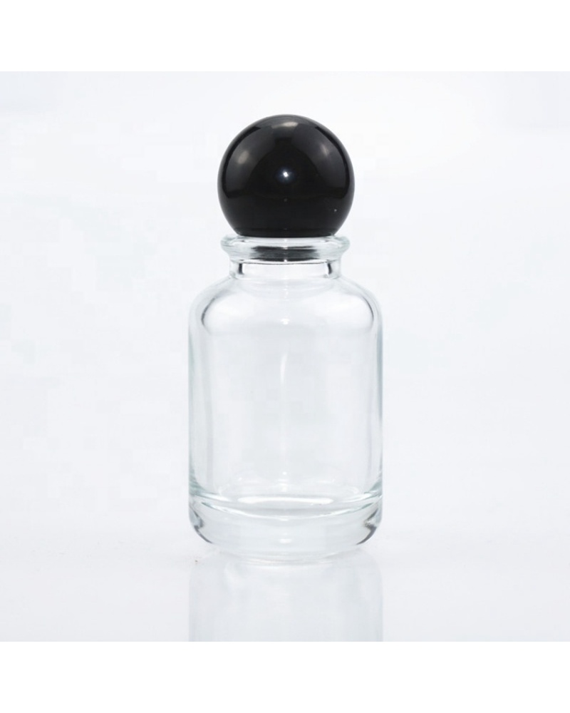Custom Clear High Quality 100ml Cylindrical Glass Luxury Oil Perfume Bottle with Wood Cap