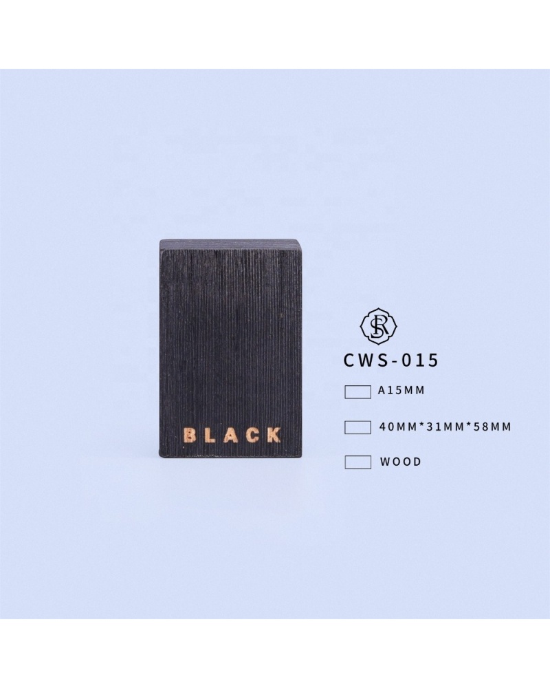 CWS-015 cosmetic packing square wooden 15mm perfume bottle cap with black logo