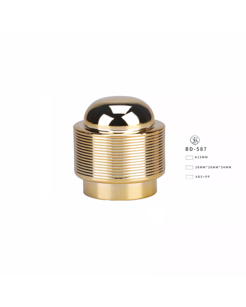 Custom 15mm Good Quality Perfume Bottle Gold Lid Plastic Metallic Luster Cap