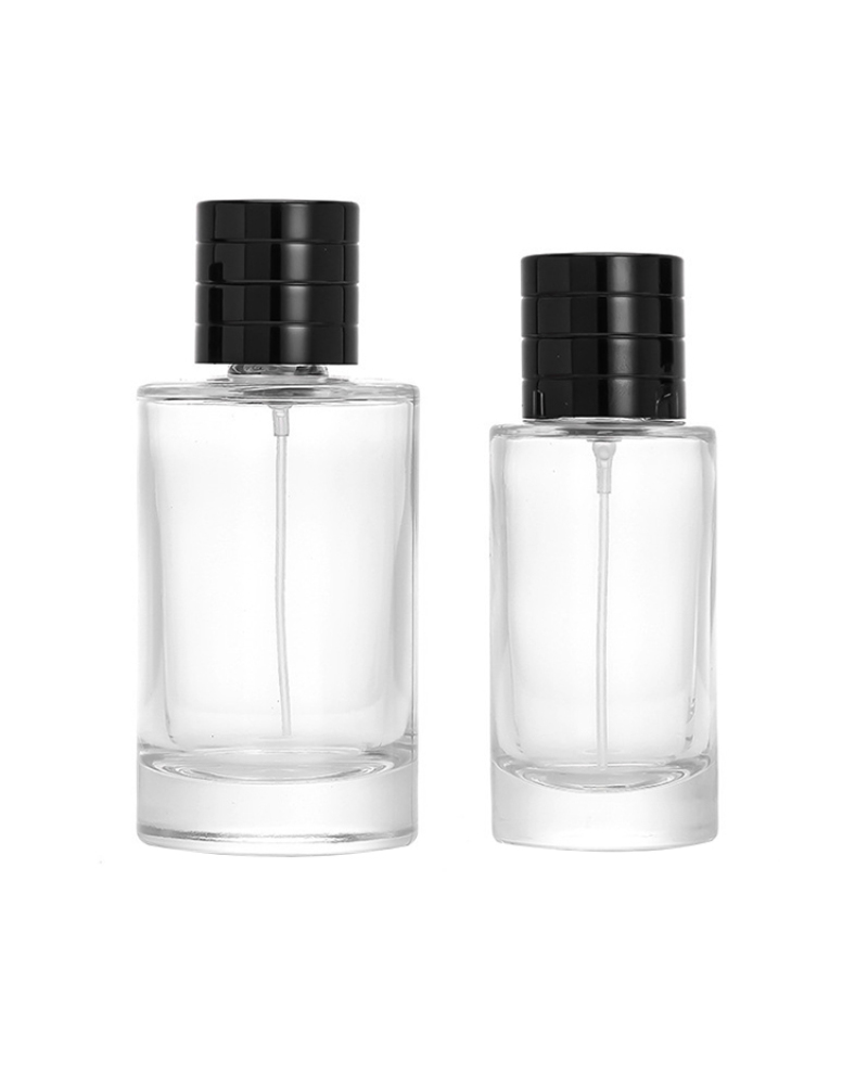 Portable Flat Shoulder Spray Bottle Transparent High End 100ml Cylinder Perfume Bottle with Magnetic Cap
