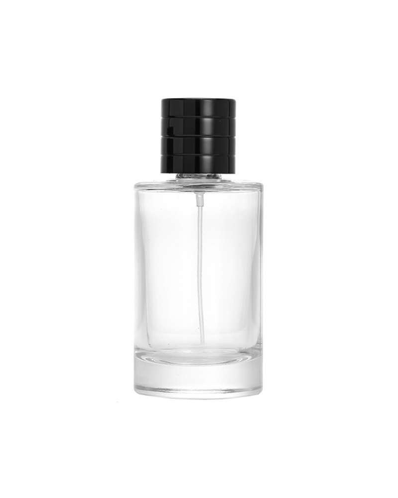 Portable Flat Shoulder Spray Bottle Transparent High End 100ml Cylinder Perfume Bottle with Magnetic Cap