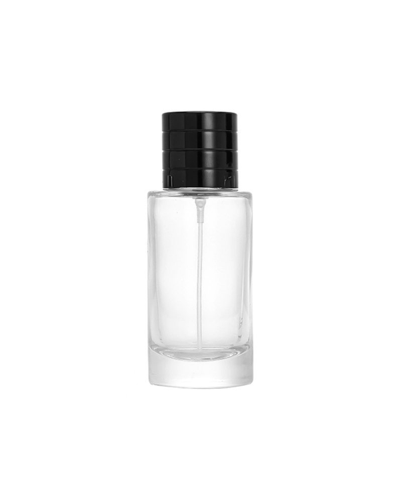 Portable Flat Shoulder Spray Bottle Transparent High End 100ml Cylinder Perfume Bottle with Magnetic Cap
