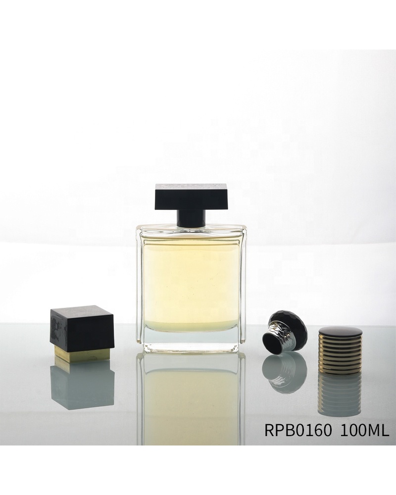 Factory Manufacture High Quality Transparent Square Mens Perfume Bottle 100ml