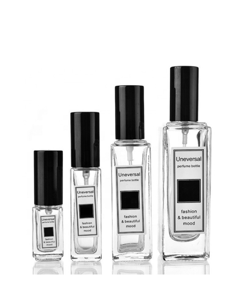 Transparent Pocket Square Perfume Glass Bottle 10ml Travel Luxury Portable Rectangular Spray Mist Bottle