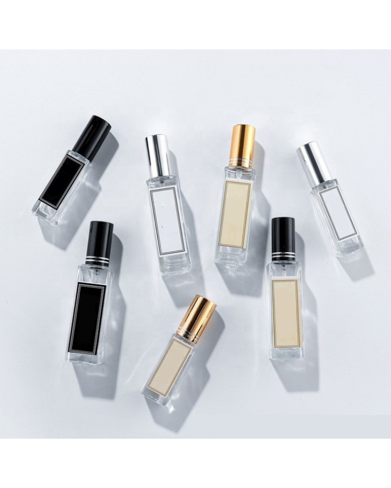 Transparent Pocket Square Perfume Glass Bottle 10ml Travel Luxury Portable Rectangular Spray Mist Bottle