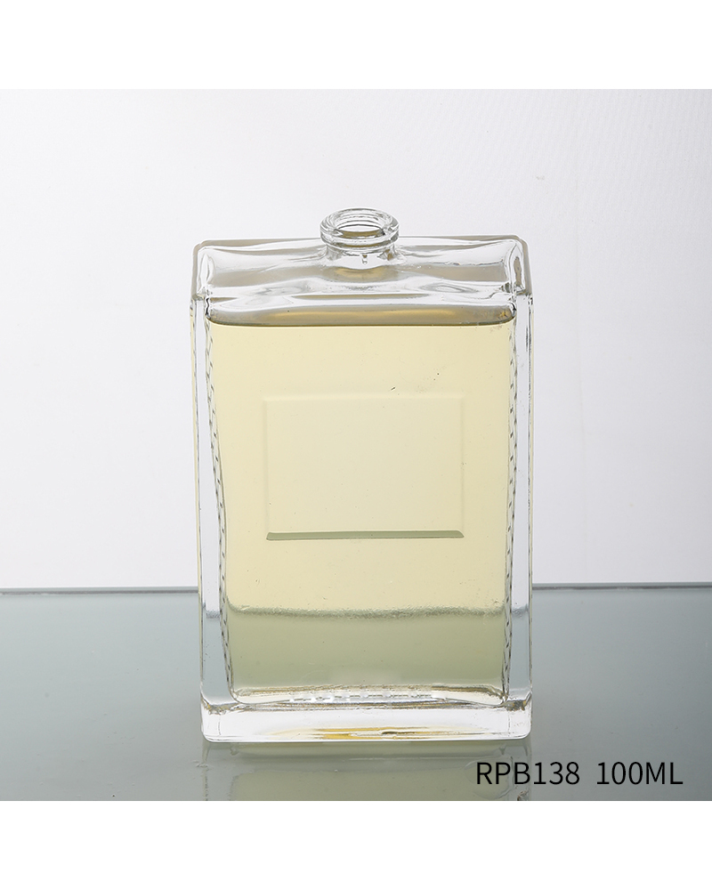 Wholesale Luxury Fragrance Oil Transparent Square Crimp Perfume Spray Bottle 100ml
